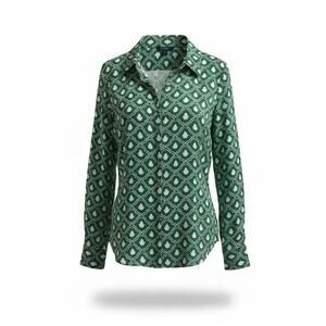 Haver London Women's Geometric Print Button-Up Shirt Size S